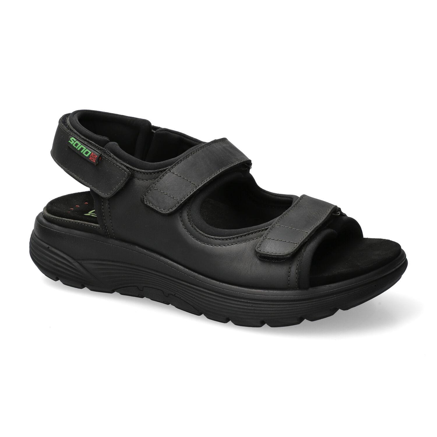 Sano by Mephisto WILFRIED zwarte extra brede wandelsandalen voor heren met rolling technologie