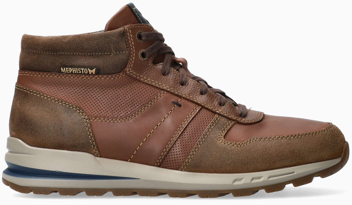 Mephisto BORAN heren hoge sneaker - leder mix - hazelnoot bruin - Afbeelding 2