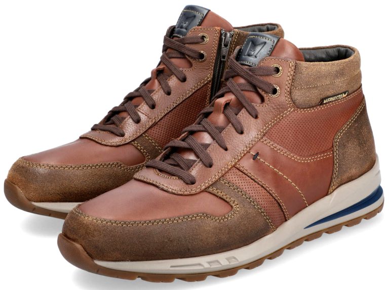 Mephisto BORAN heren hoge sneaker - leder mix - hazelnoot bruin