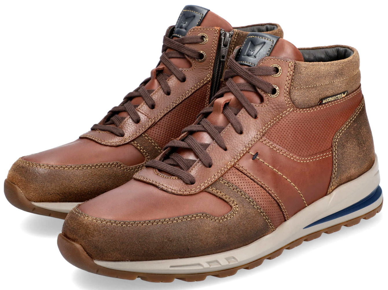 Mephisto BORAN heren hoge sneaker - leder mix - hazelnoot bruin