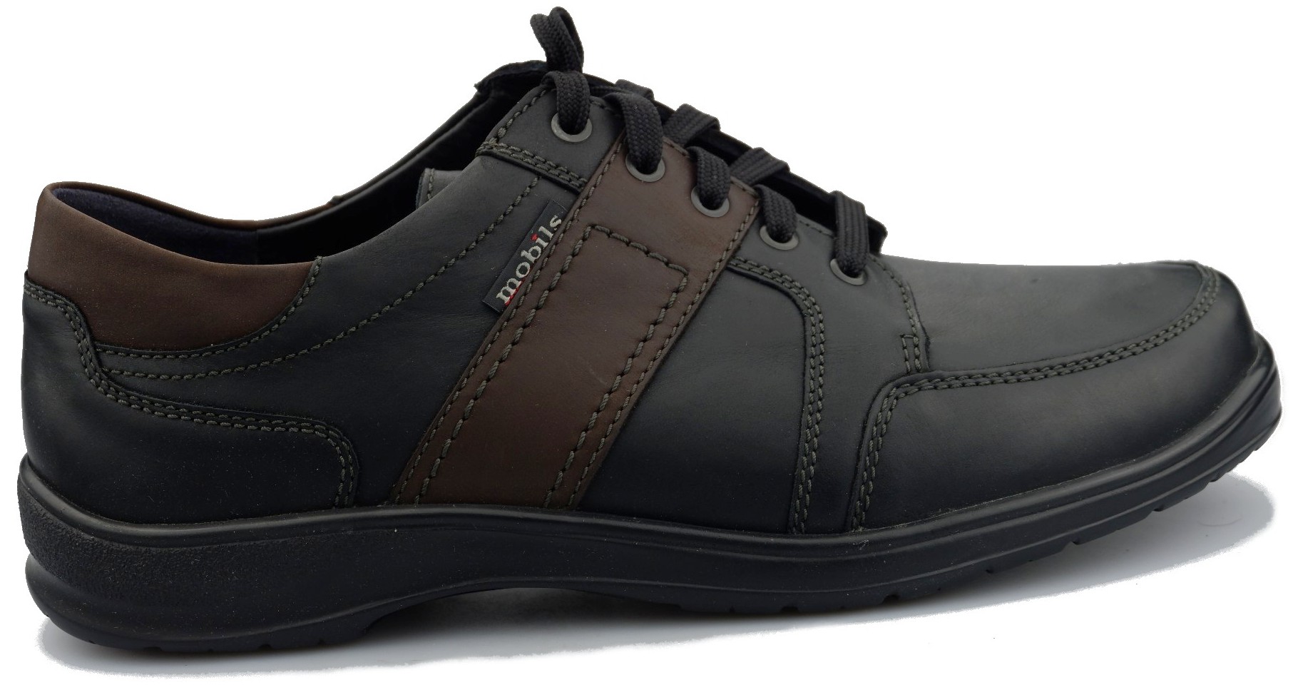 Mobils by Mephisto EDWARD Heren Veterschoen - Zwart leer - extra breed - Afbeelding 2