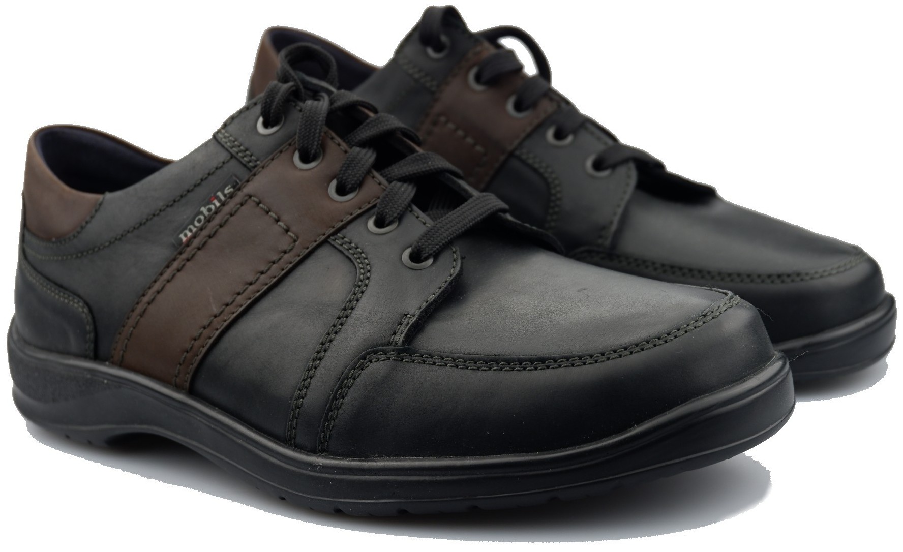 Mobils by Mephisto EDWARD Heren Veterschoen - Zwart leer - extra breed