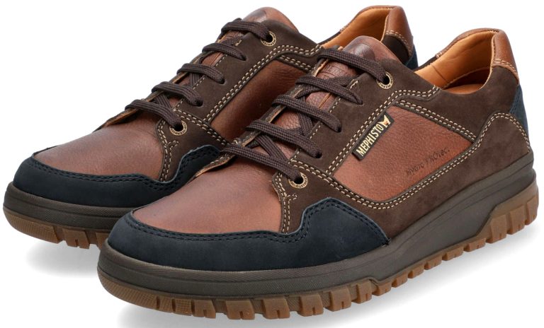 Mephisto PHIL heren veterschoen - bruin/blauw - leer/suede - hydroprotect