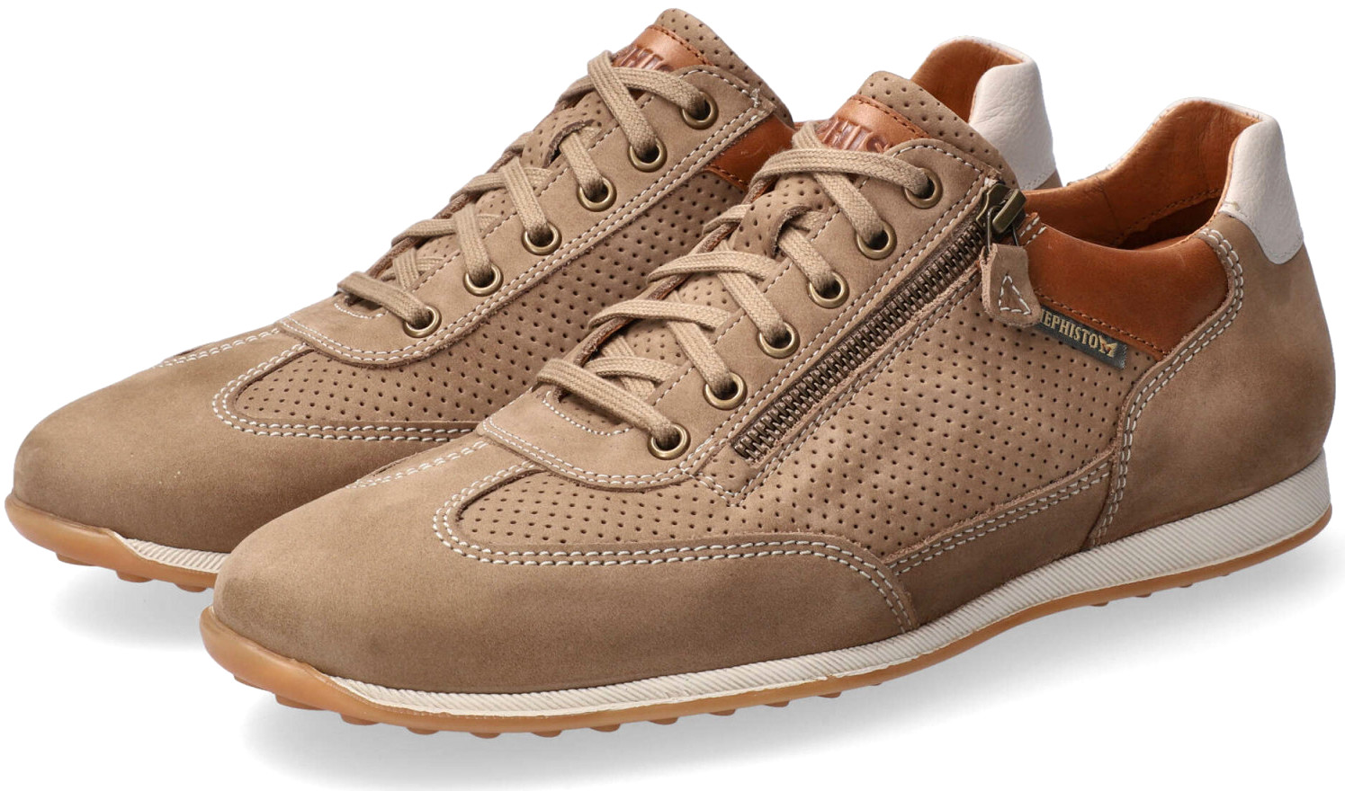 Mephisto LEON Heren Sneaker - Beige Leer / Nubuck