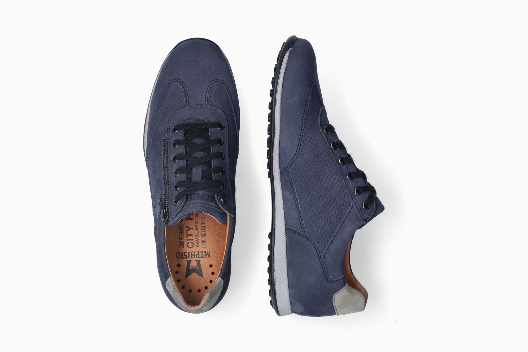Mephisto LEON heren sneaker - blauw - nubuck - Afbeelding 3
