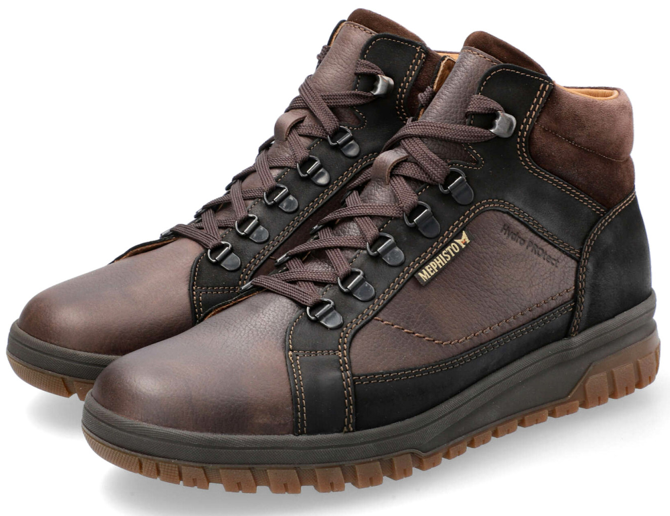 Mephisto PITT GRIZZLY heren enkellaars - donkerbruin leer mix