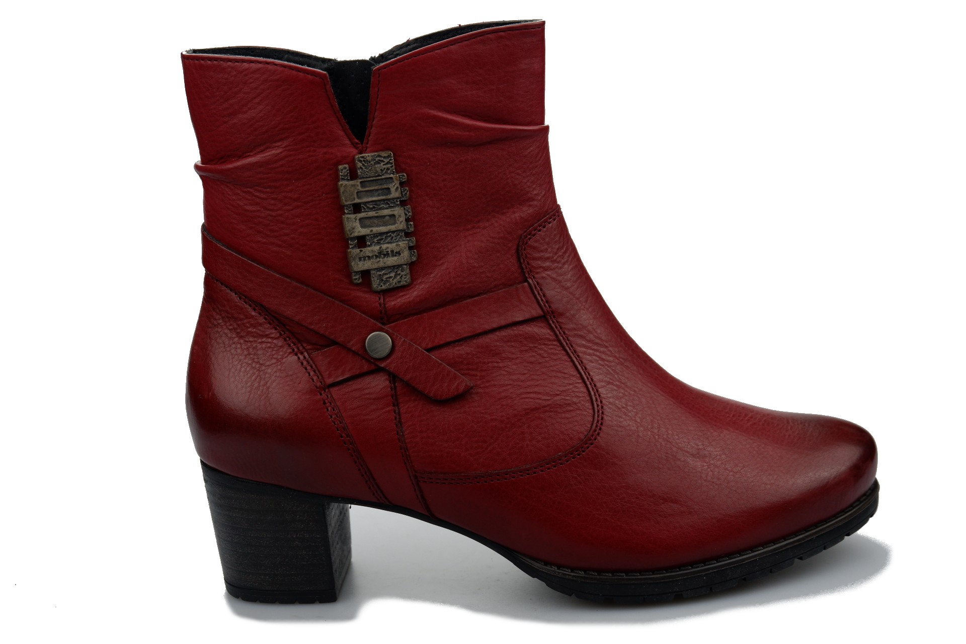 Mobils by Mephisto DELORA ergonomisch rood lederen enkellaars voor BREDE VOETEN - Afbeelding 2