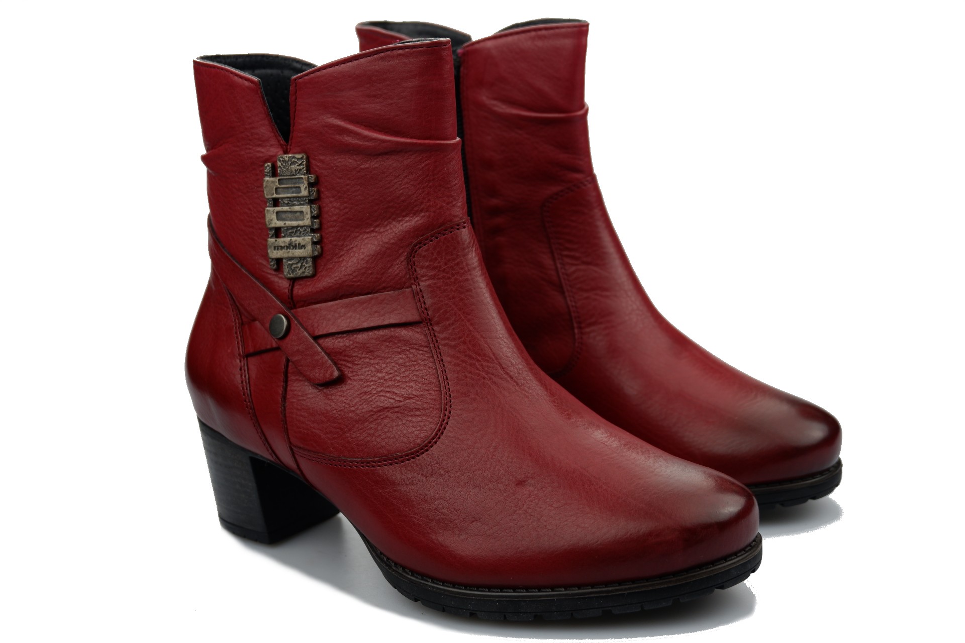 Mobils by Mephisto DELORA ergonomisch rood lederen enkellaars voor BREDE VOETEN