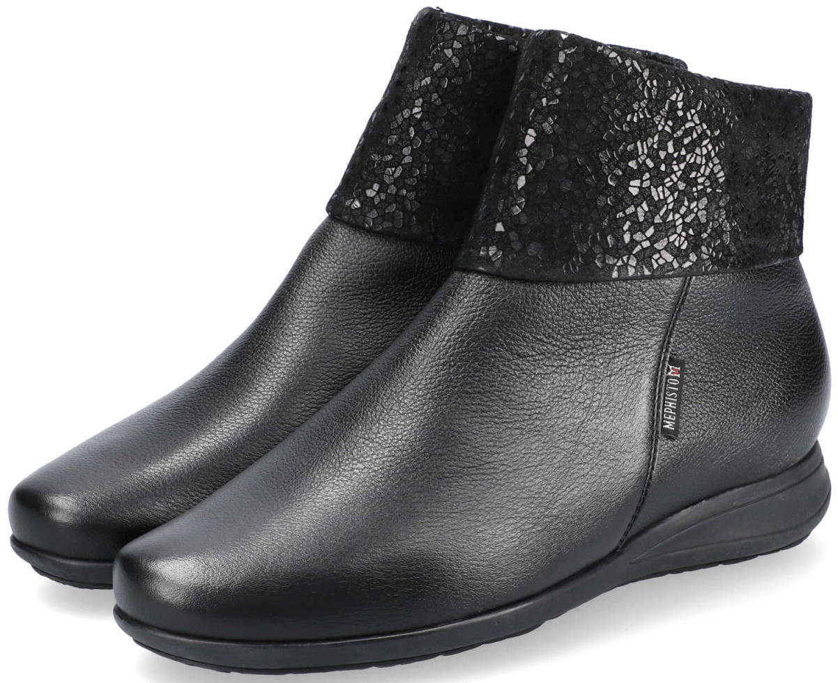 Mephisto NERIA lederen/nubuck enkellaars voor dames - zwart