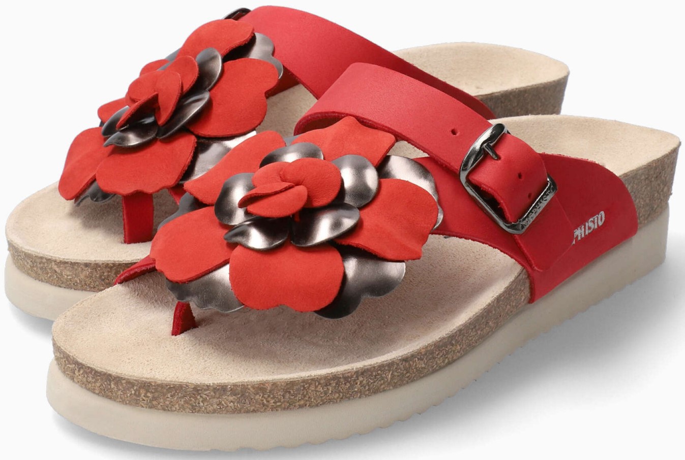 Mephisto Helen Flower Dames Slipper Nubuck - Rood