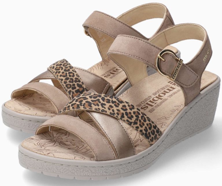 Mobils by Mephisto Pietra Dames Sandaal Suede - Beige - BREED LEEST