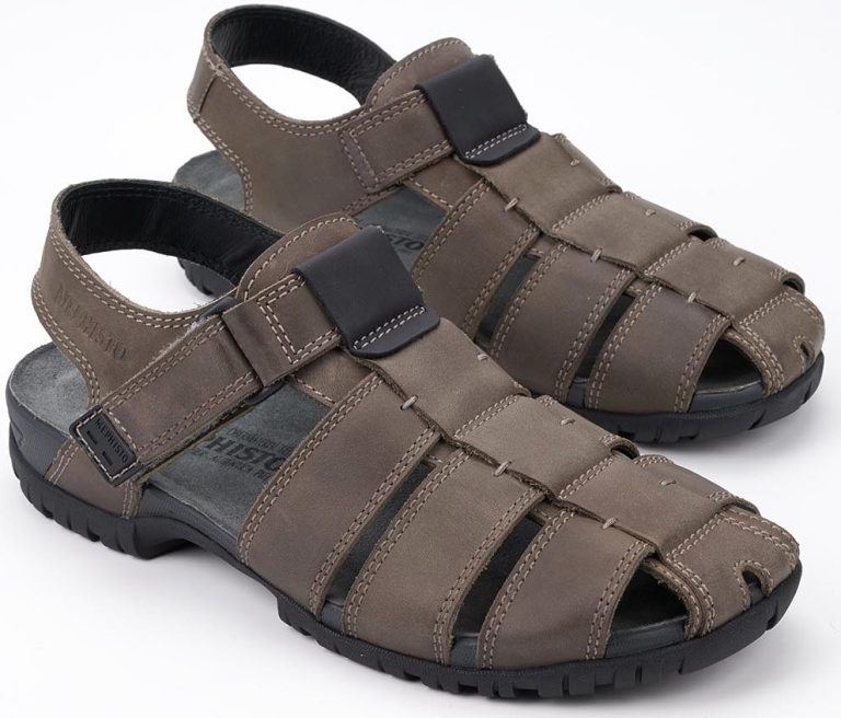 Mephisto BASILE heren half-gesloten sandaal - grijs geolied leder