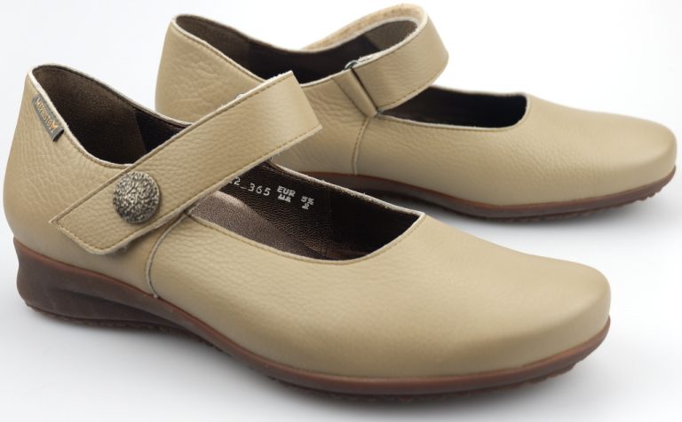 Mephisto FELINE donker taupe lederen damesschoen met klittenband