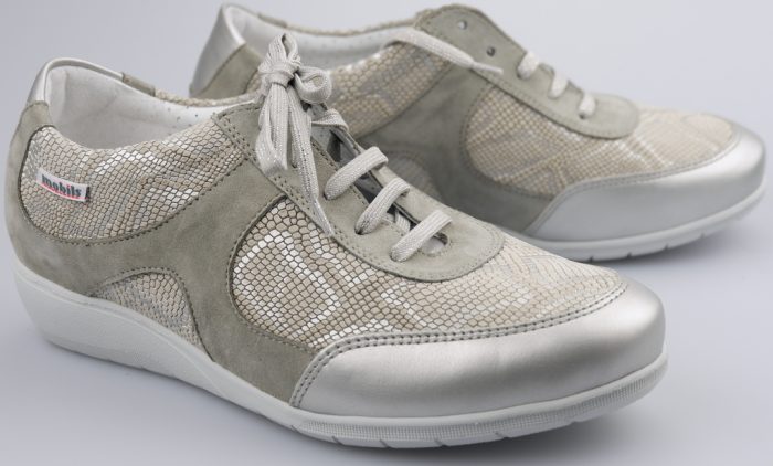 Mobils by Mephisto JACINTE grijs zilver lederen veterschoen voor dames met brede voeten
