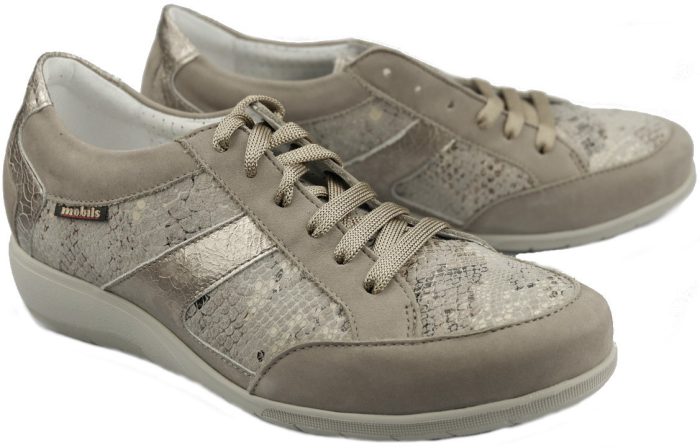 Mobils by Mephisto JOSEFINA lederen sneakers voor dames warm grijs EXTRA BREED