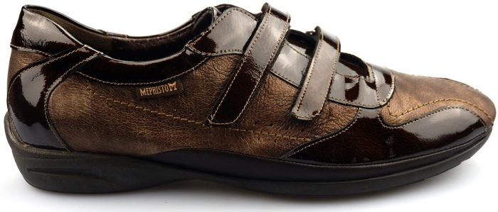 Mephisto PARNEL bruin lederen sneaker voor dames met dubbele klittenband - Afbeelding 2