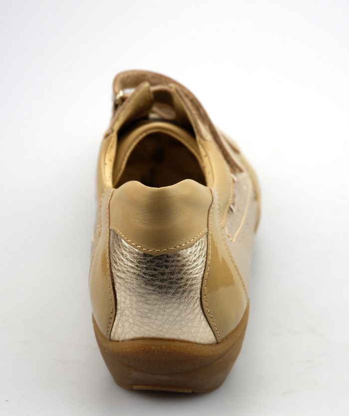 Mephisto PARNEL beige en metallic zilver combi lederen sneaker voor dames met klittenband - Afbeelding 4