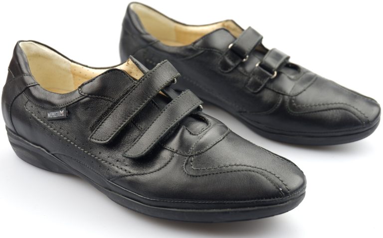 Mephisto PARNEL zwart lederen sneaker voor dames met dubbele klittenband
