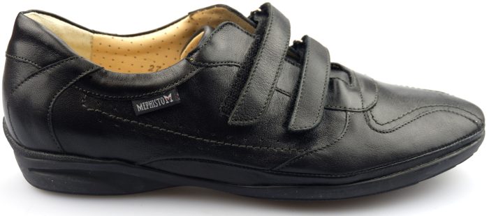 Mephisto PARNEL zwart lederen sneaker voor dames met dubbele klittenband - Afbeelding 2