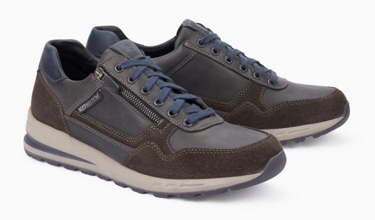 Mephisto BRADLEY lederen sneakers voor heren donkergrijs
