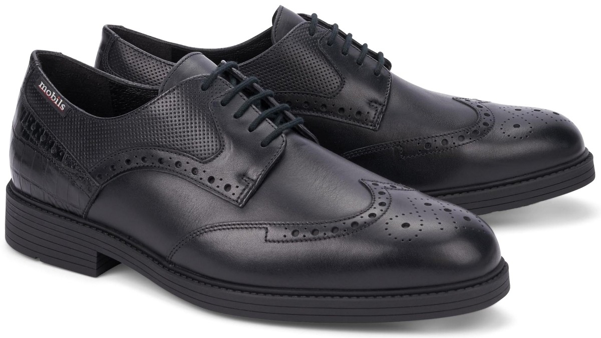 Mobils by Mephisto FERNAND lederen veterschoen voor brede voeten zwart