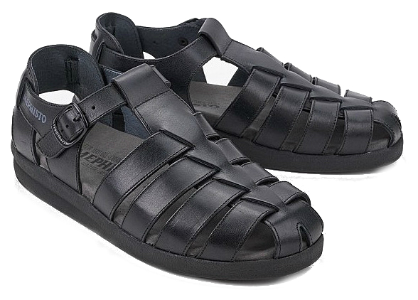Mephisto SAM Heren Sandaal - Zwart Leer