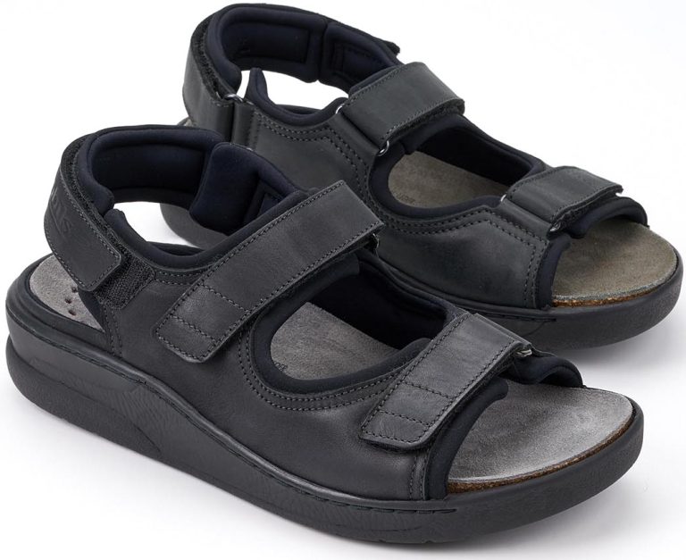 Mobils by Mephisto VALDEN Heren Sandaal - Extra Breed - Zwart Leer