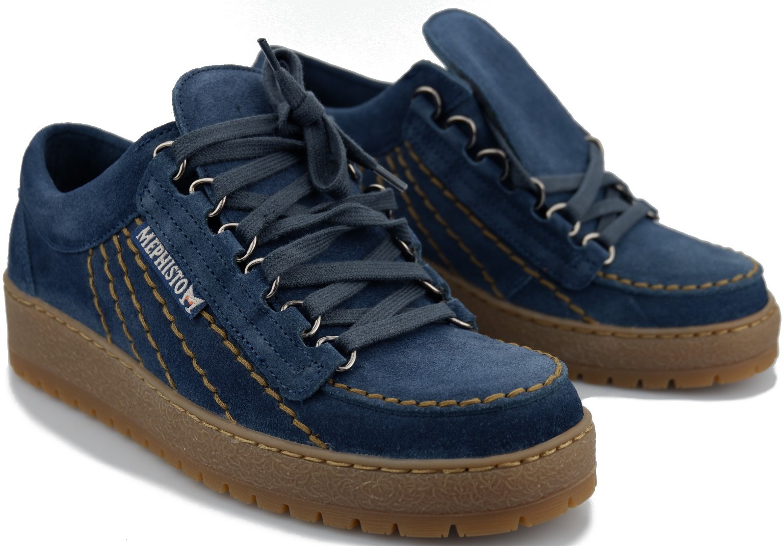 Mephisto RAINBOW blauw suede klassieke veterschoenen