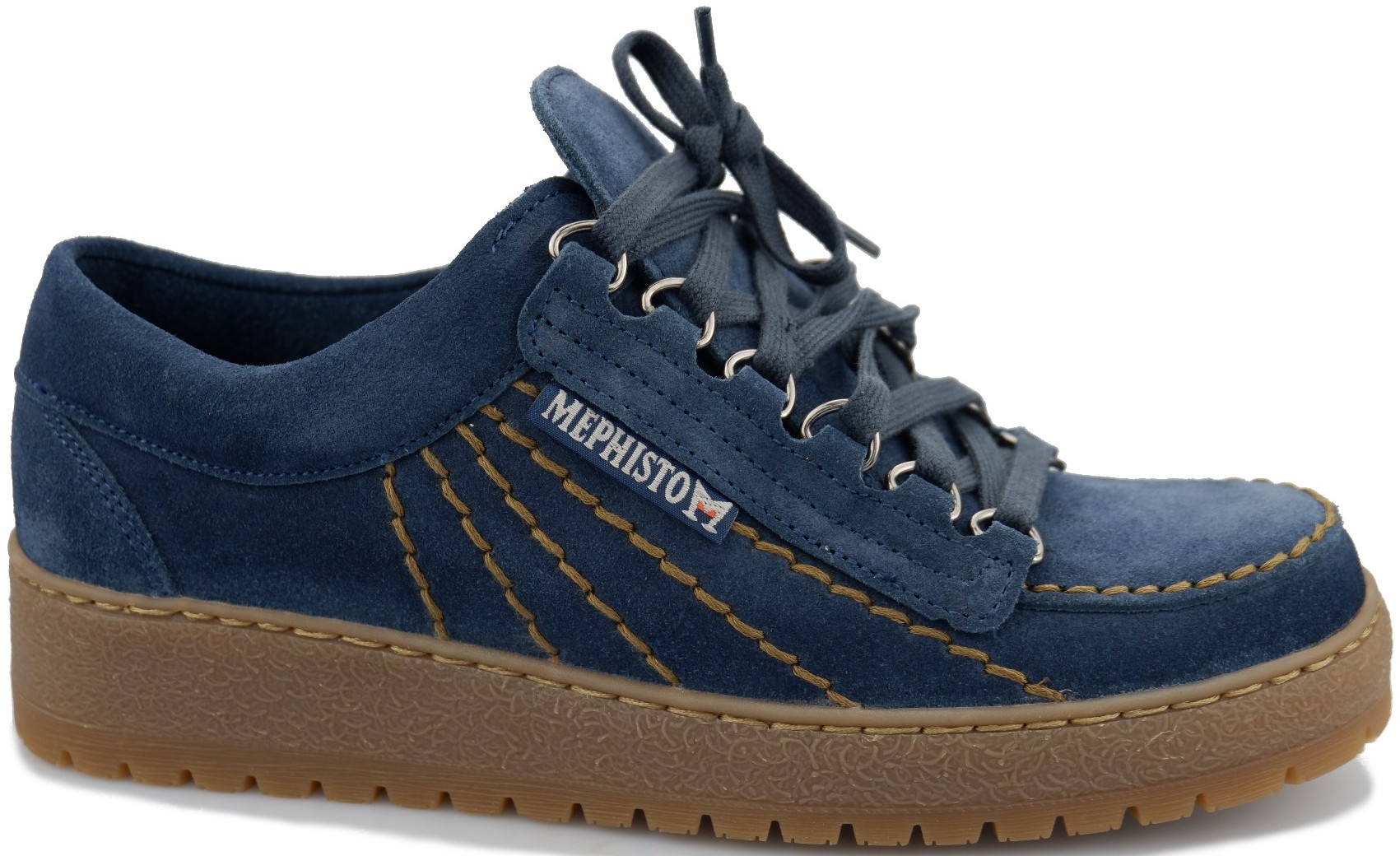 Mephisto RAINBOW blauw suede klassieke veterschoenen - Afbeelding 2